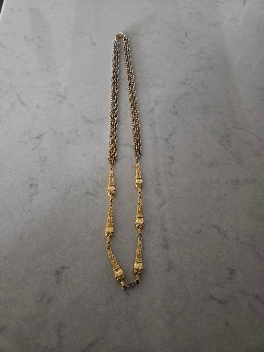 RARE AND VINTAGE GOLD DOUBLE STRAND 31" LONG NECKLACE IN FRENCH PARISIAN STYLE
